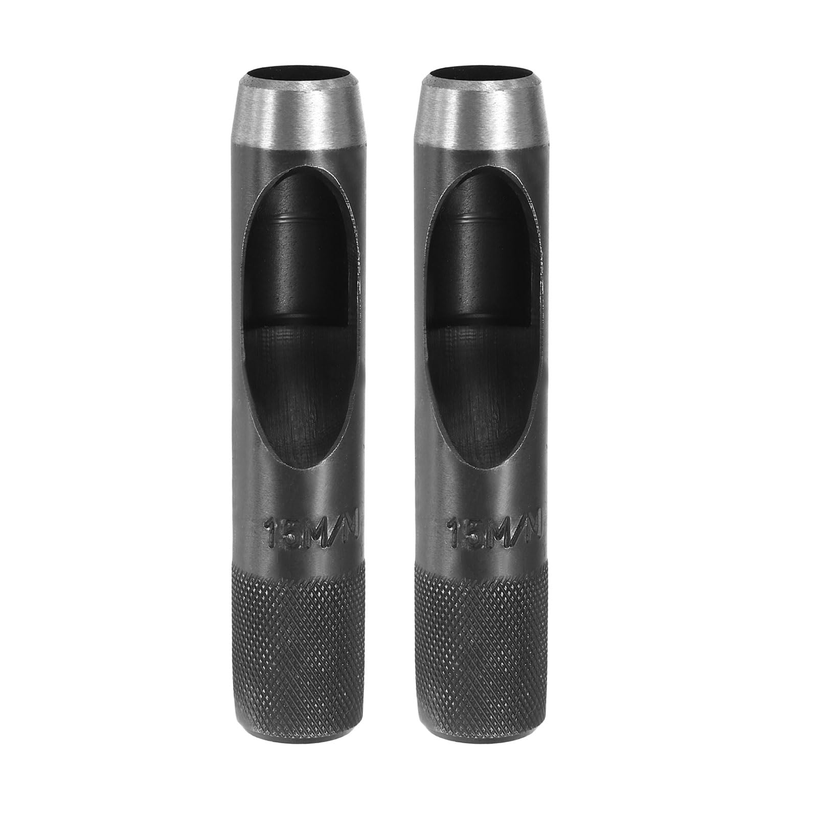 QUARKZMAN 2 Pz Punzone Pelle 15mm Punzone Rotondo Cavo Taglierina Acciaio Carbonio Utensile Per Orologi Cinture Guarnizioni Riparazione Artigianato Pelle Nero