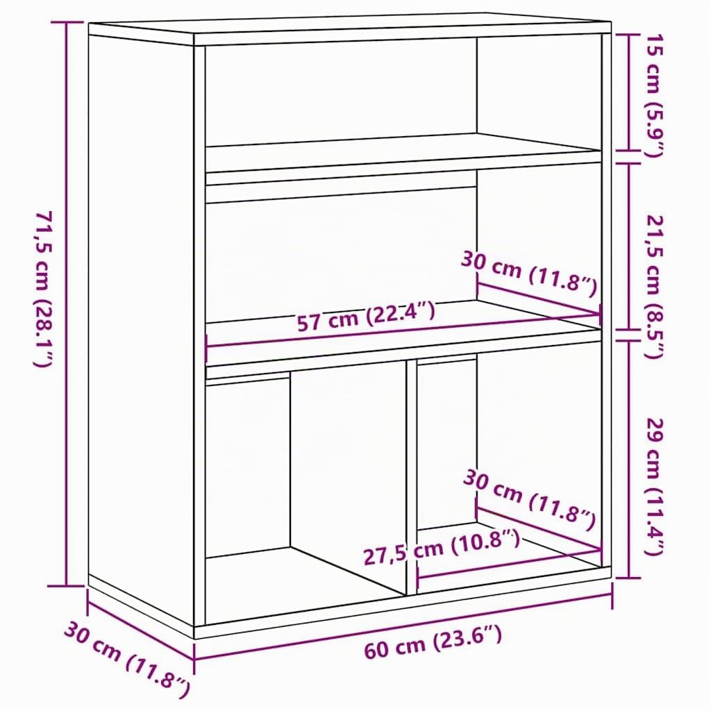 vidaXL Estantería Madera contrachapada Gris hormigón 60x30x71,5 cm