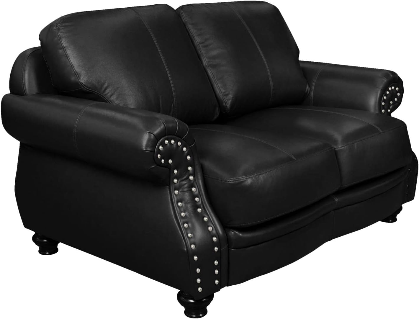 Sunset Trading Charleston 63" Wide Top Grain Leather Black