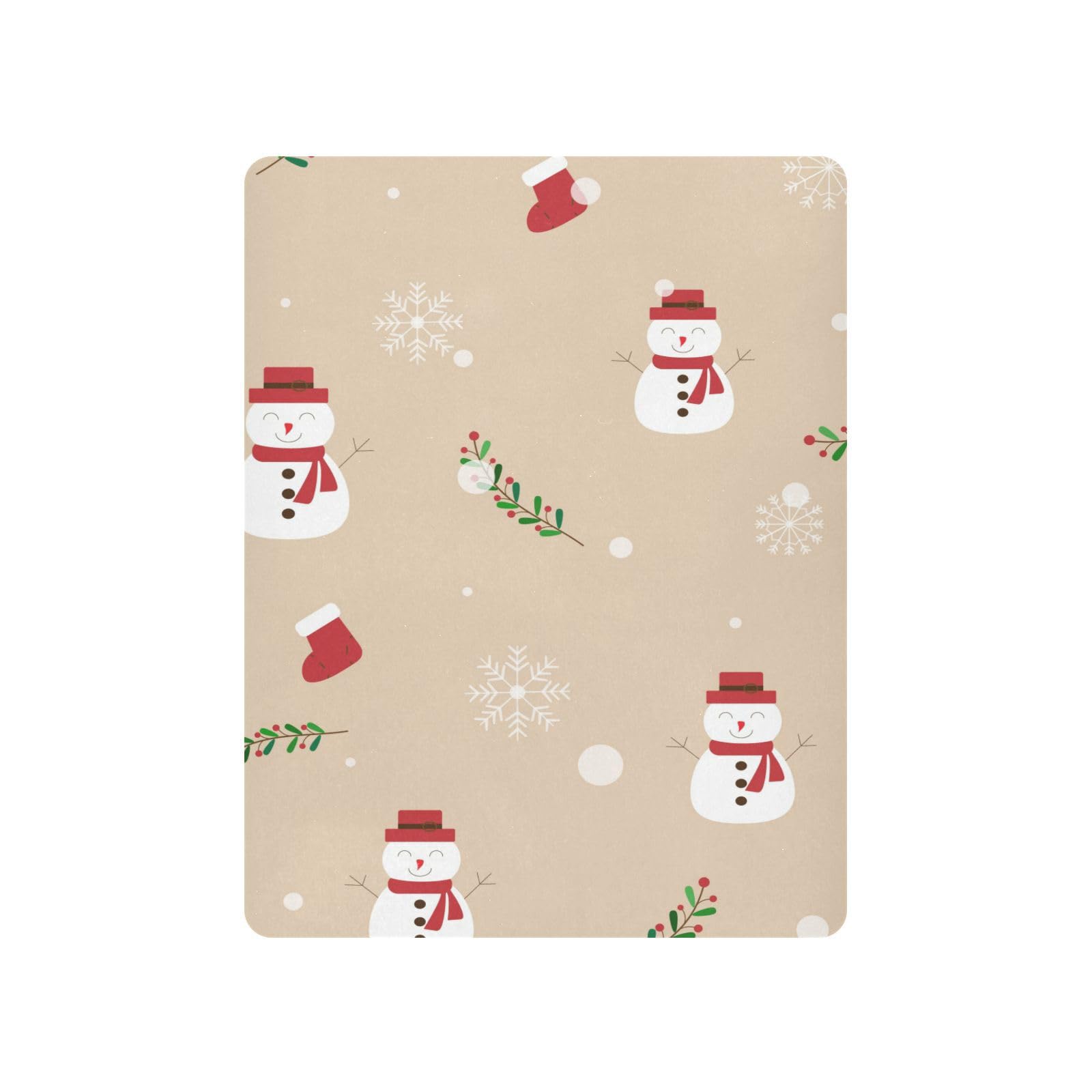 Moudou Christmas Snowman Playard Sheet for Boy Girls, Soft Breathable Fitted Toddler Sheet for Standard Playard Bed Mattress, 39 x 27 x 5 Inch