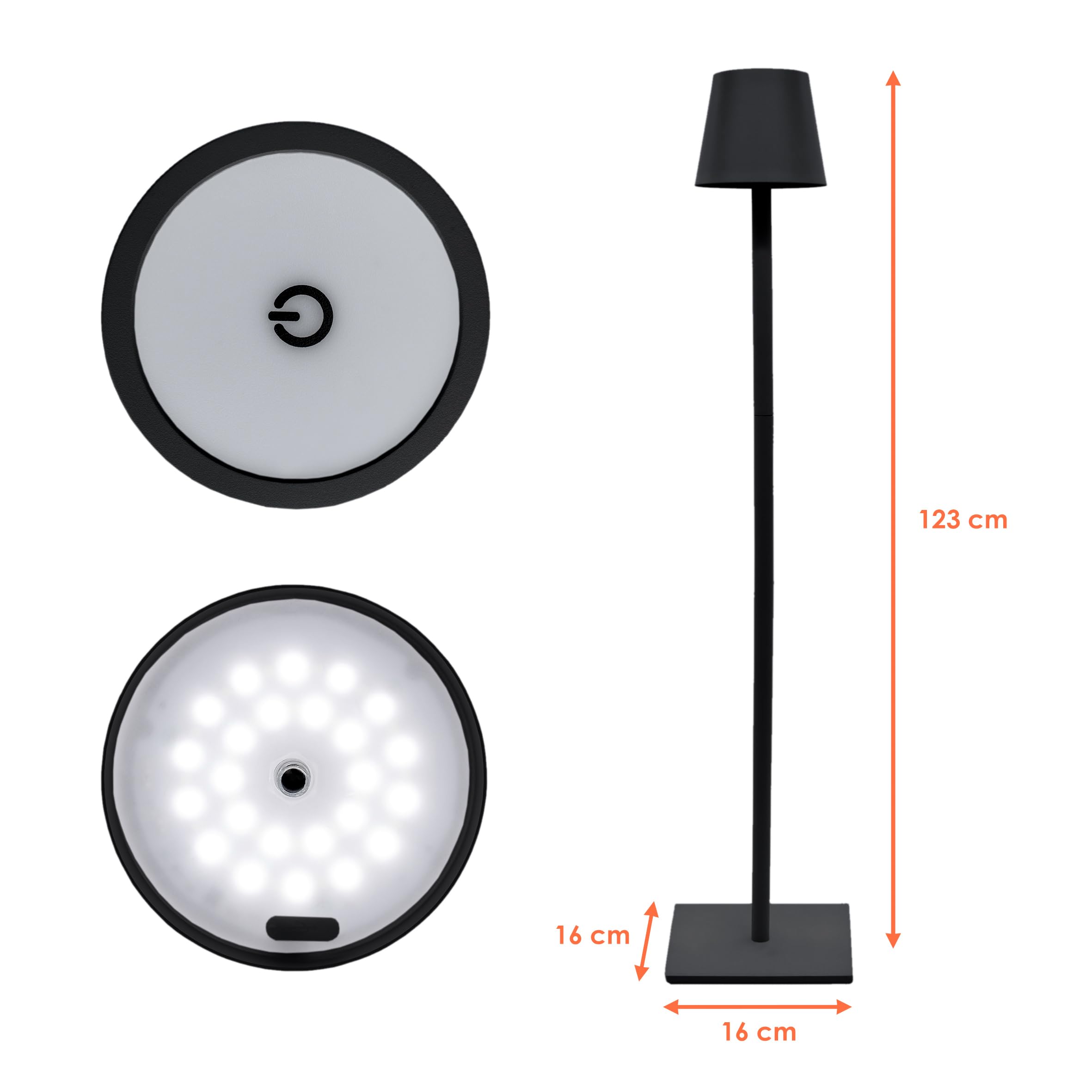 Vloerlamp Highlight Oplaadbaar Mat Zwart - Don Luce