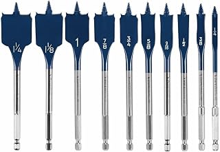 Bosch DSB5010 Daredevil 10-Piece Spade Bit Set - Full Cone Threaded Tip & Spur Design for Fast, Clean Wood Drilling