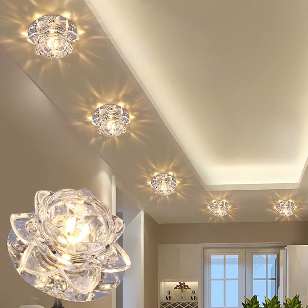8 Sztuk Kryształowych Lamp Led Downlight, Listwa Maskująca 3W/5W Wpuszczana Lampa Sufitowa Led, Nowoczesne Dekoracyjne Oświetlenie Punktowe Do Przedpokoju, Salonu, Sypialni KolorowWarm Light-3W