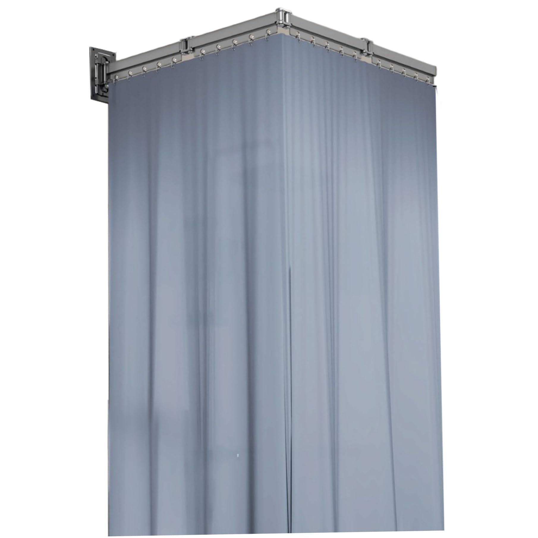 Rideau de douche rétractable 4 plis avec rail aluminium pour baignoire d'angle