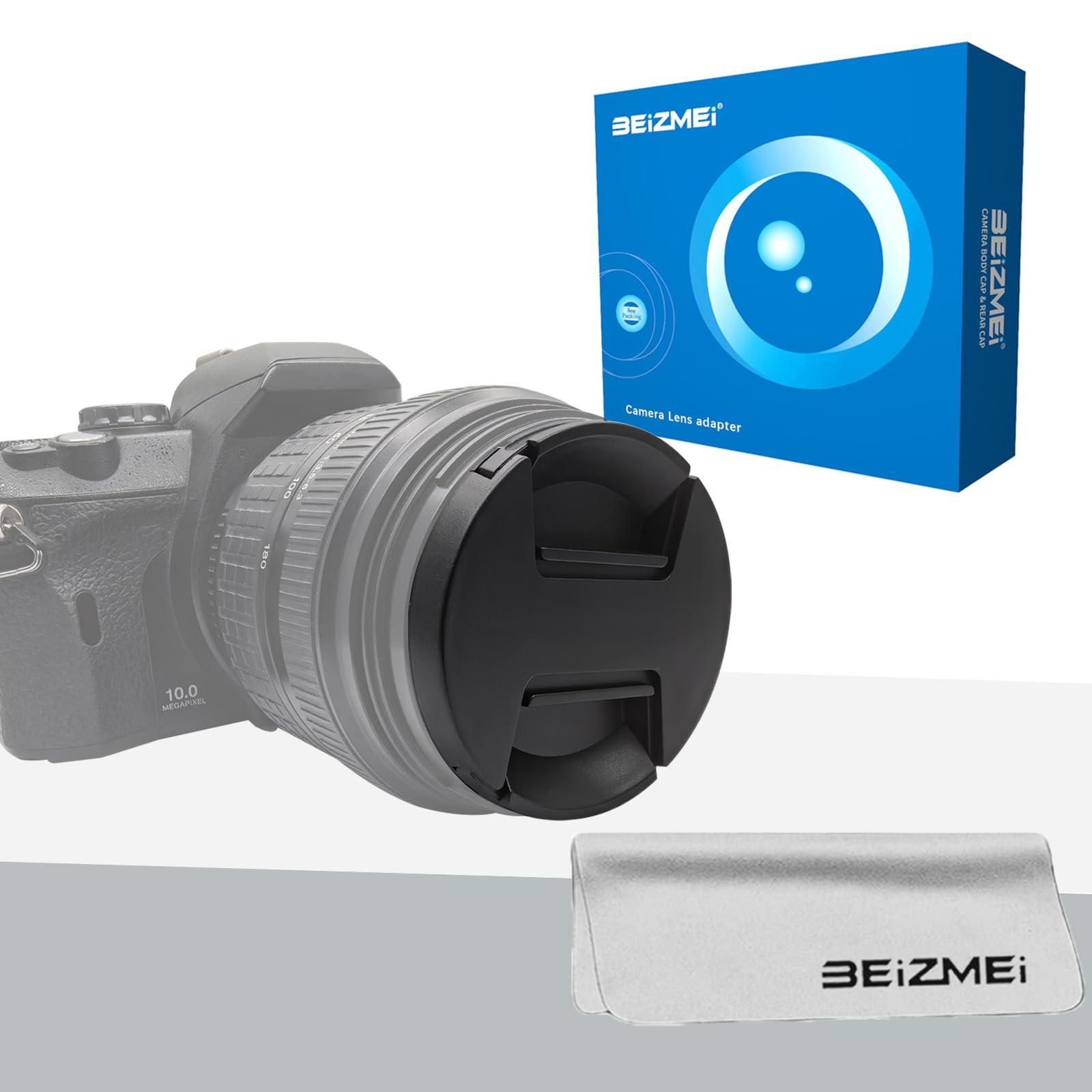 49 mm Accessori per obiettivi della fotocamera (2° generazione), copriobiettivo (regolabile su entrambi i lati), adatto per tutti gli obiettivi filettati da 49 mm con panno di pulizia (New 2nd
