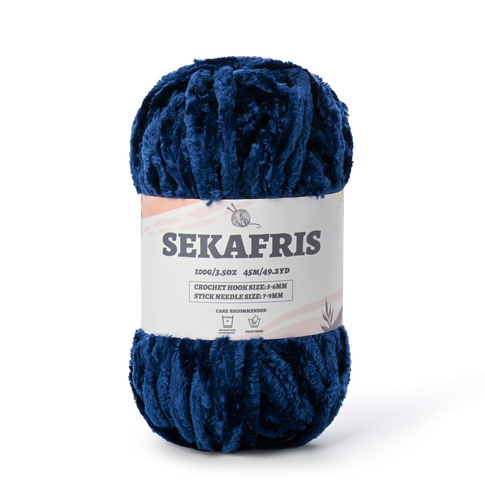 Chenille Velvet Soft Yarn Navy Blue 1 Pack