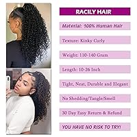 Vista 31 de Human Hair Water Wave Drawstring Ponytail Extensions - Natural Black Corn Wave for Black Women - Clip in Extensions (20")