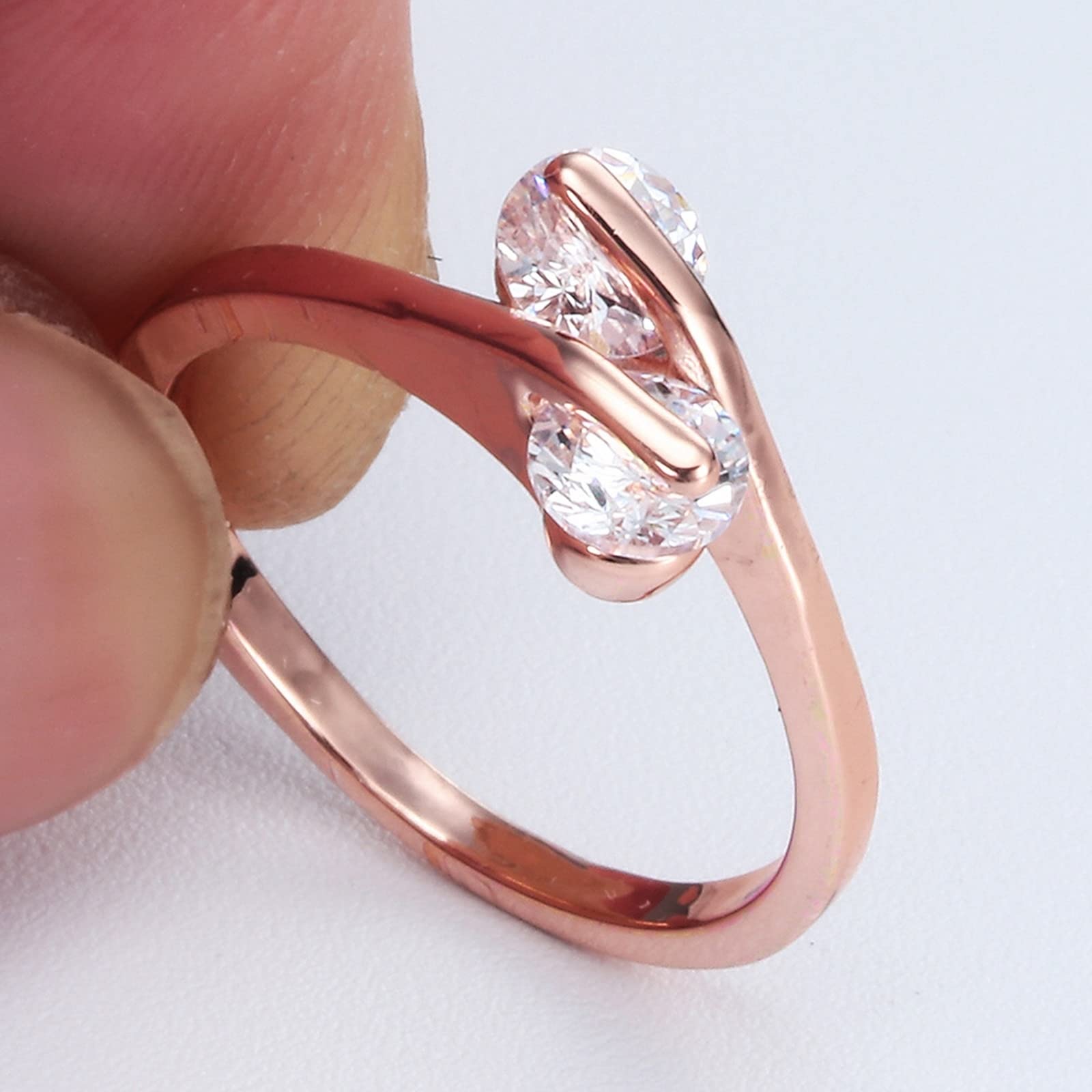 Personalisierter Verlobungsring, Damen-Ehering, plattiert, runde Form mit weißem Zirkonia, Damen-Ringgrößenbox