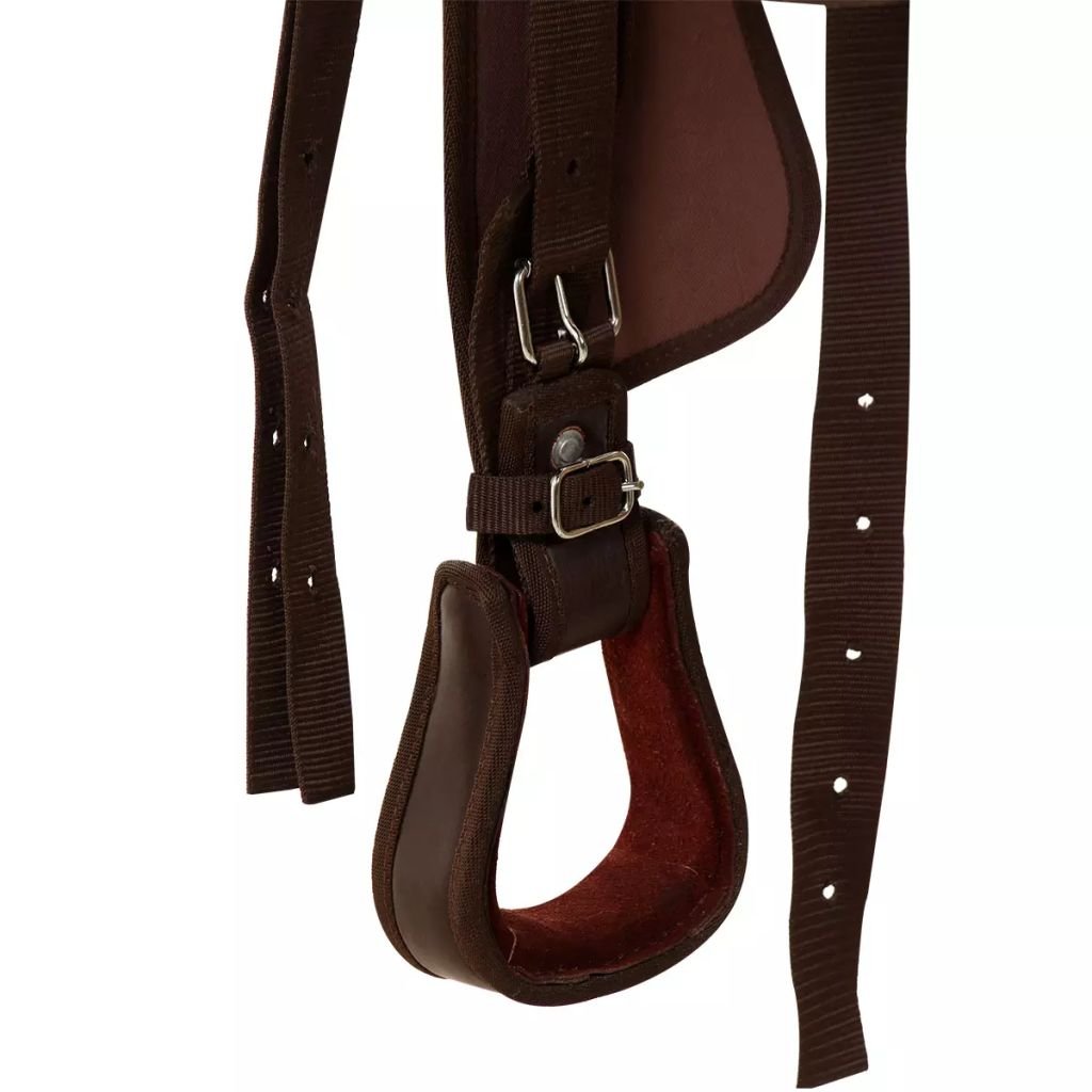 Festnight Sella Western/Sella per Monta Western Equitazione Completa Testiera e Pettorale in Vera Pelle 17" Marrone/Nero