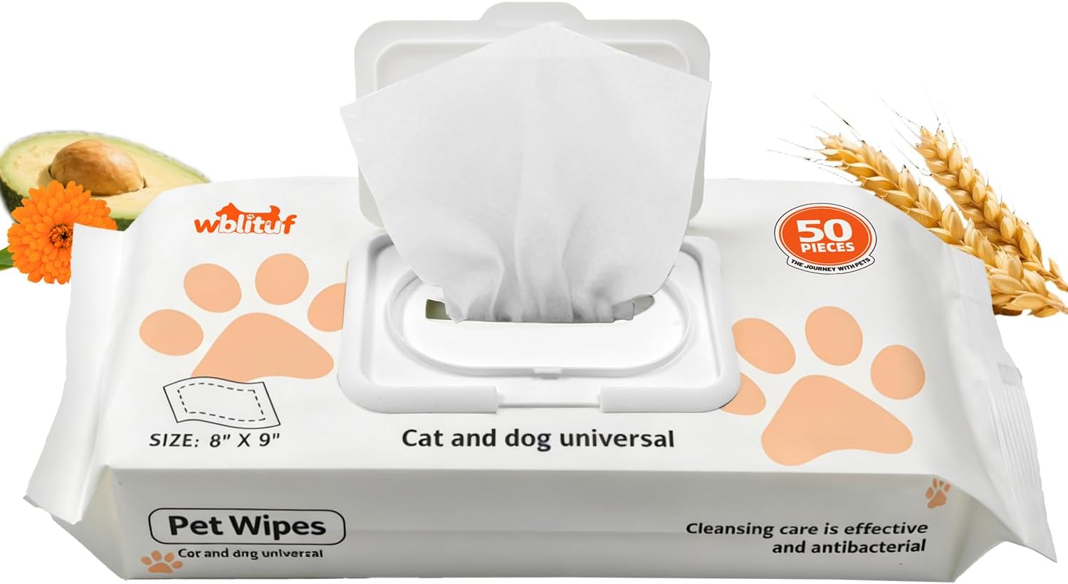 Pet Grooming Wipes, Lick-Safe & Alcohol-Free for Dogs & Cats, Extra Large 8x9 Inches, 4 Pack (200 Total Sheets)