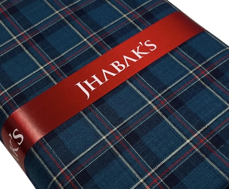 Image of JHABAK'S Cotton Blend Unstitched Checkered Fabric for Men - 2.35m Shirt Piece / 3m Kurta Piece - Width 36 Inches