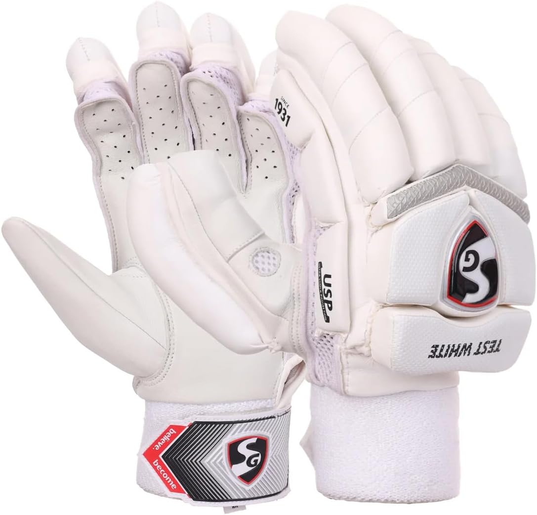 SG Test White Cricket Batting Gloves Mens Size (Right)