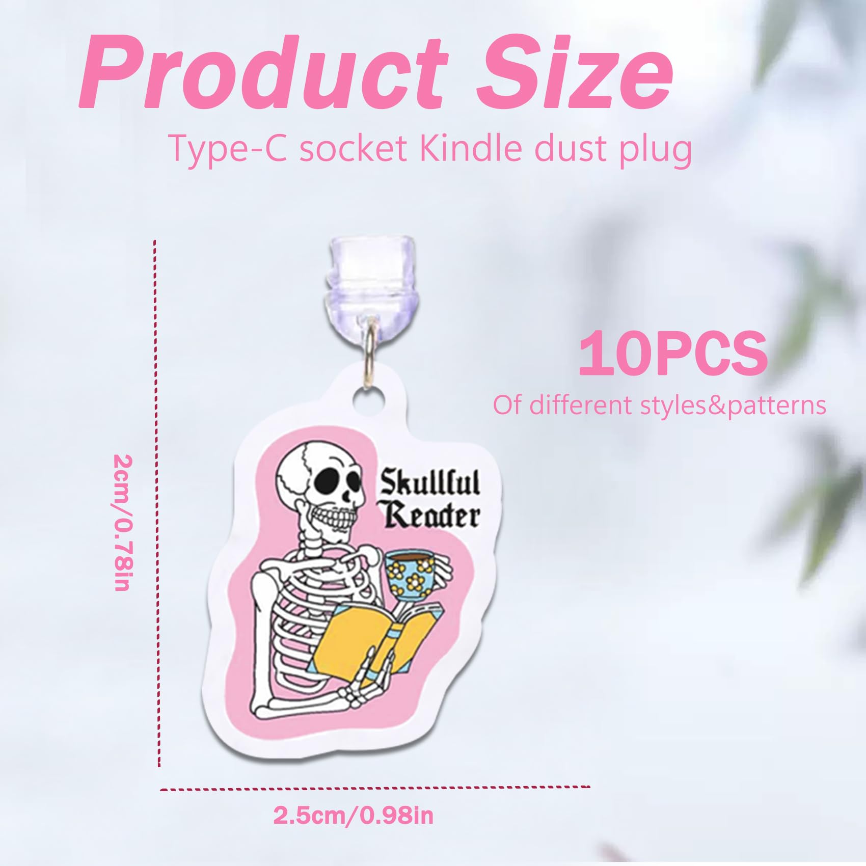 Staubschutzstecker für E-Reader, Kindle, Zubehör, kompatibel mit Kindle-Tablets, Handy, iPad, Typ C, Ladeanschluss, Geschenk für Buchliebhaber, Studenten, Lehrer, Freunde, Mutter, Frauen, Männer