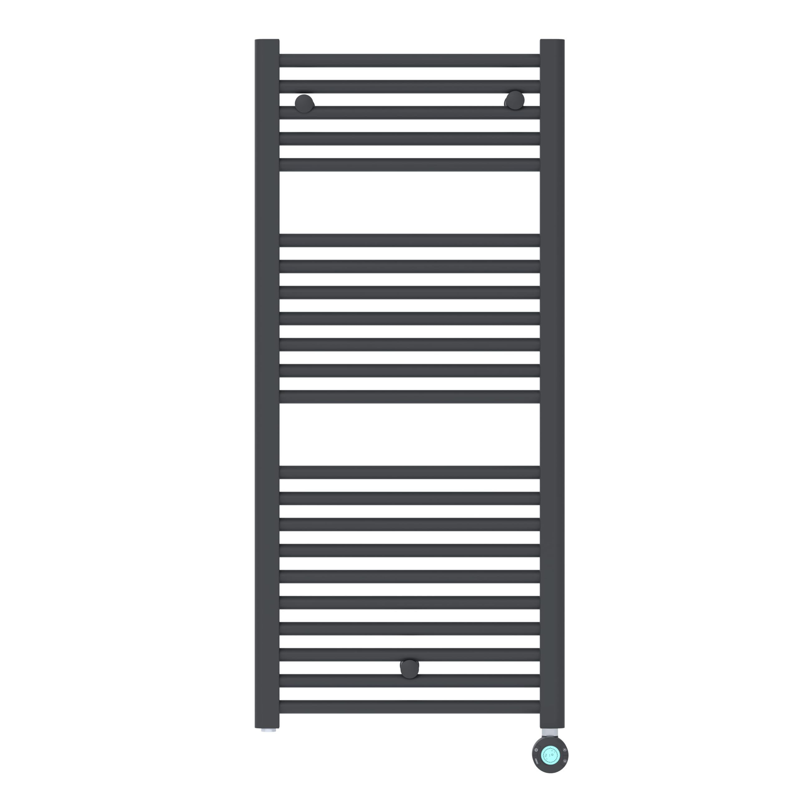 facula - Radiador Toallero ElƩctrico Fluido WiFi Programable | Modos Confort, Noche y antihielo (Negro, 1178x500mm)