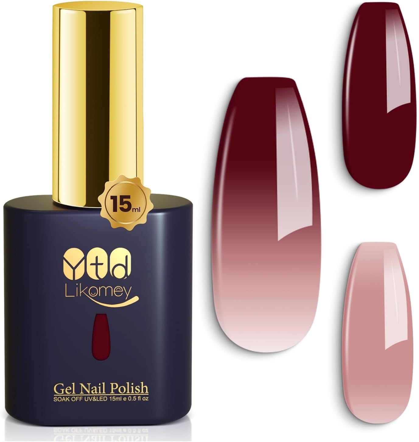 UV Gel Nagellak,15ml Lichtroze Bourgondië Rood Temperatuur Kleurverandering Kameleon Salon Manicure Gel Polish,WB08