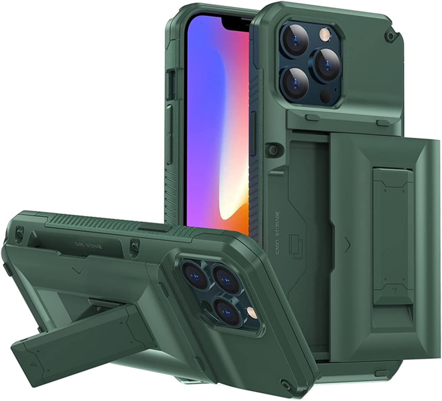 Coque iPhone 14 Plus antichoc verte étui portefeuille de protection - 8