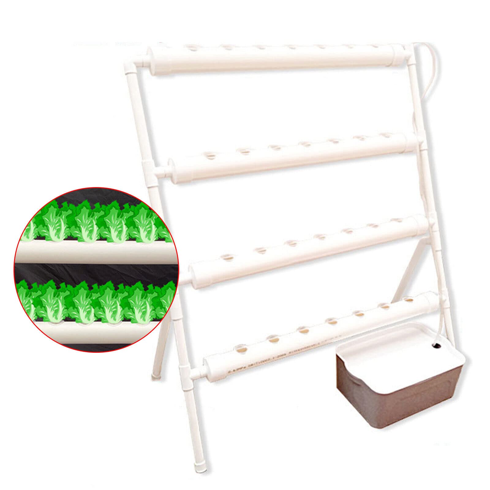 Juego de cultivo hidropónico de 36 agujeros, kit de cultivo hidropónico con bomba de agua, tubos de PVC de grado alimenticio, sistema hidropónico para frutas y verduras
