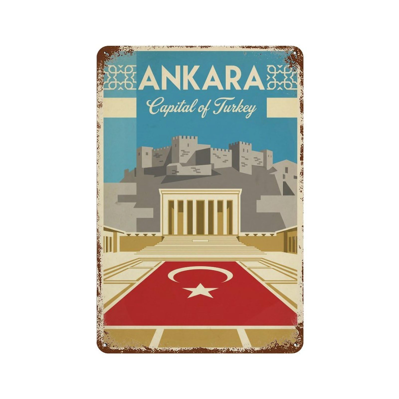 Metal Tin Sign Turkey Ankara Vintage Travel