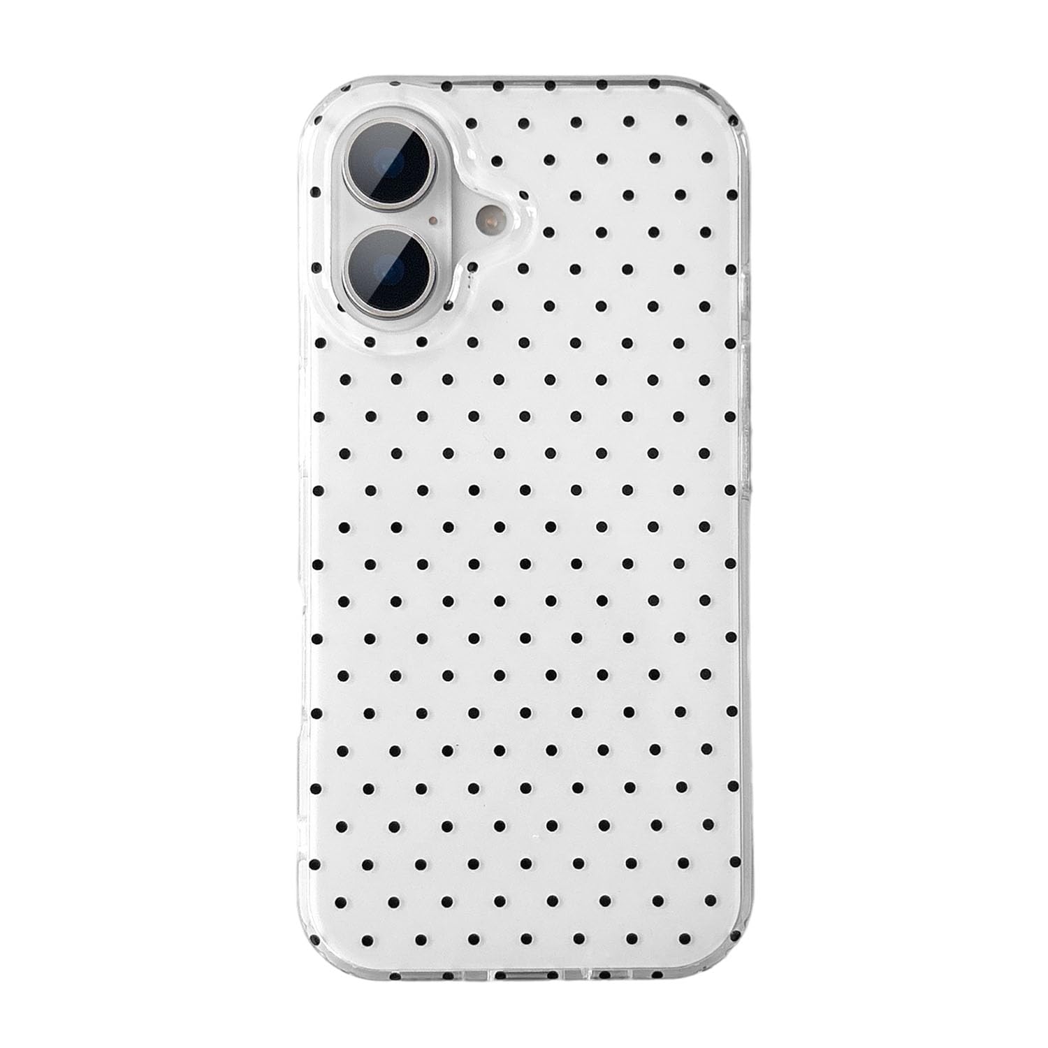 QLTYPRI for iPhone 16 Case, Cute Polka Dot Pattern Aesthetic Phone Case, Raised Camera Protection Durable TPU Slim Shockproof Protective Phone Cover for Girls Women - White