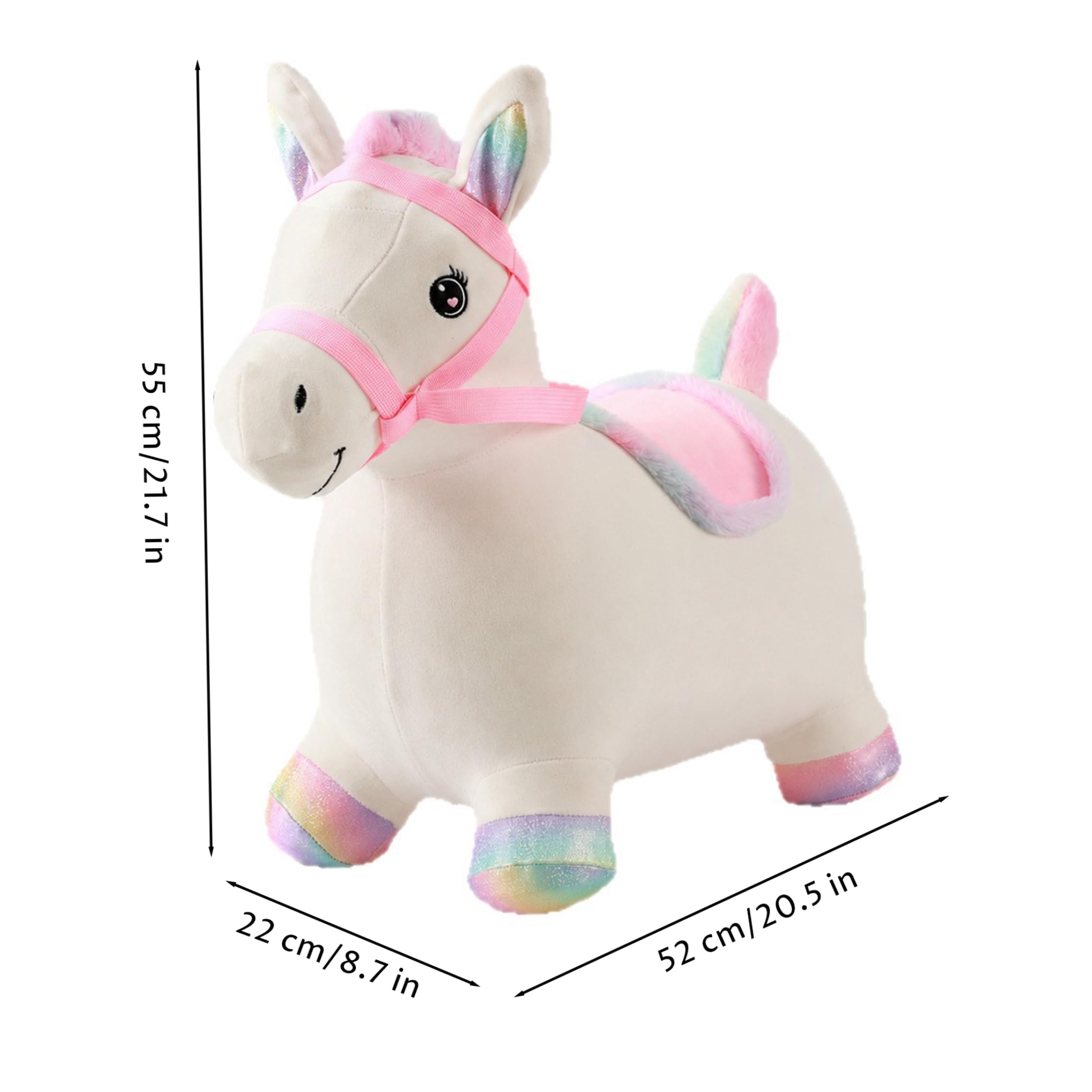 Cavallo Rimbalzante Gonfiabile Giocattolo Cavalcabile Rimbalzante, Copertura Morbida Lavabile, Fodera in PVC Ecologico, 100 libbre, Interno/Esterno, 18+ Mesi Bambini e Neonati