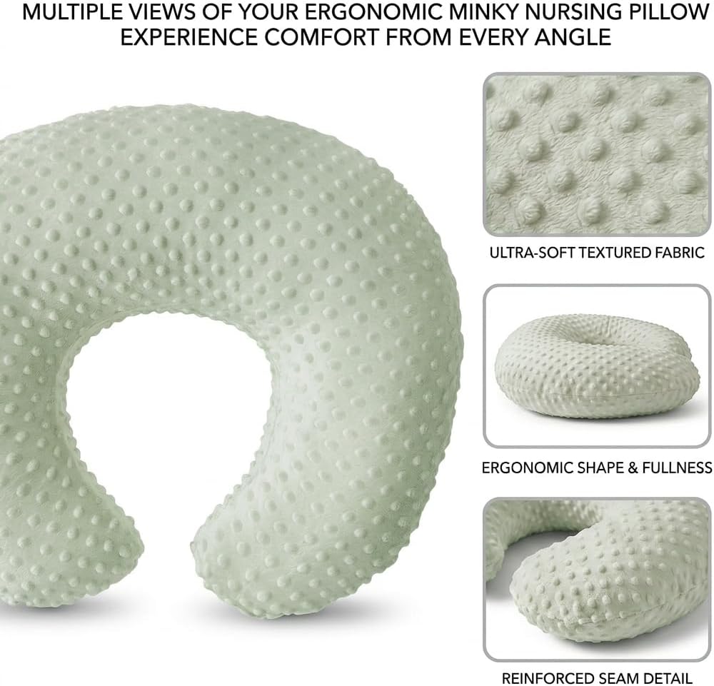 Nursing Pillow, Breastfeeding Pillows with Removable Cover for Mom with Breathable Filling, Ergonomic Baby Feeding Essentials for Bottle and Breastfeeding​ (Green)