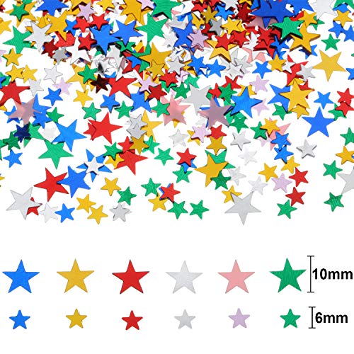 Image of Hestya 60g Star Confetti Glitter Table Confetti Metallic Foil Stars for Party Wedding Festival Decorations(Multicolor,10mm and 6mm)