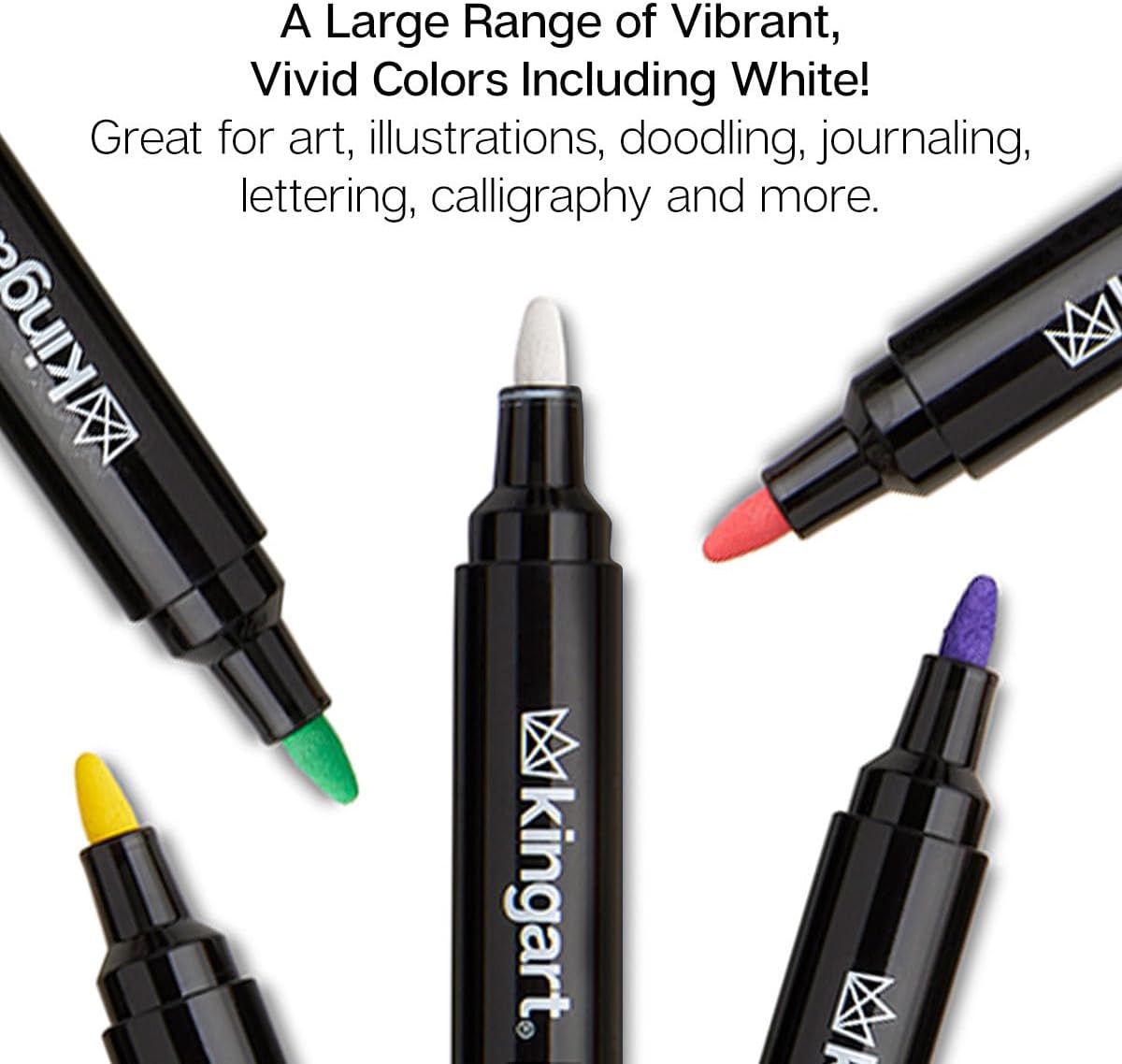 KINGART Pro Acrylic Paint Markers, 2mm Bullet Tip, 12 Pastel Colors, Water-Based Ink, for Glass, Wood, Fabric, Ceramic, Stone, Metal, Paper