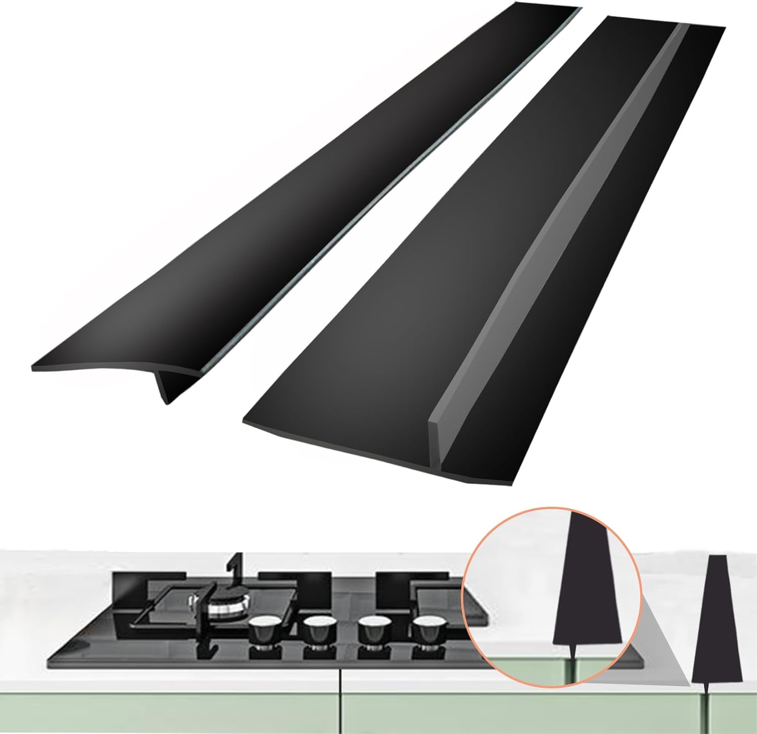 2PCS Silicone Stove Gap-Filler - Stove Counter Gap Filler,Silicone Stove Gap Cover,Kitchen Counter Gap Filler,Gap Filler for Stove&Counter,Kitchen Counter Gap Cover Kitchen Accessories 21IN