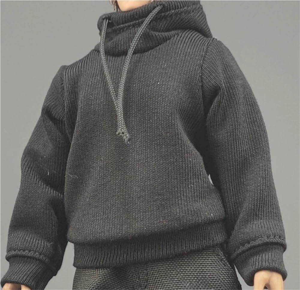Sweat à capuche noir pour figurine 1/12 homme vêtement miniature de soldat 6 pouces
