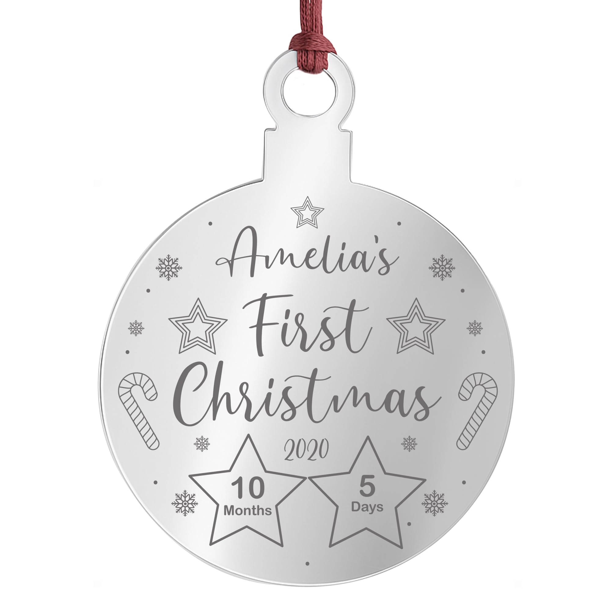 Any Names First Christmas Bauble Engraved Christmas Decoration Personalised Gift