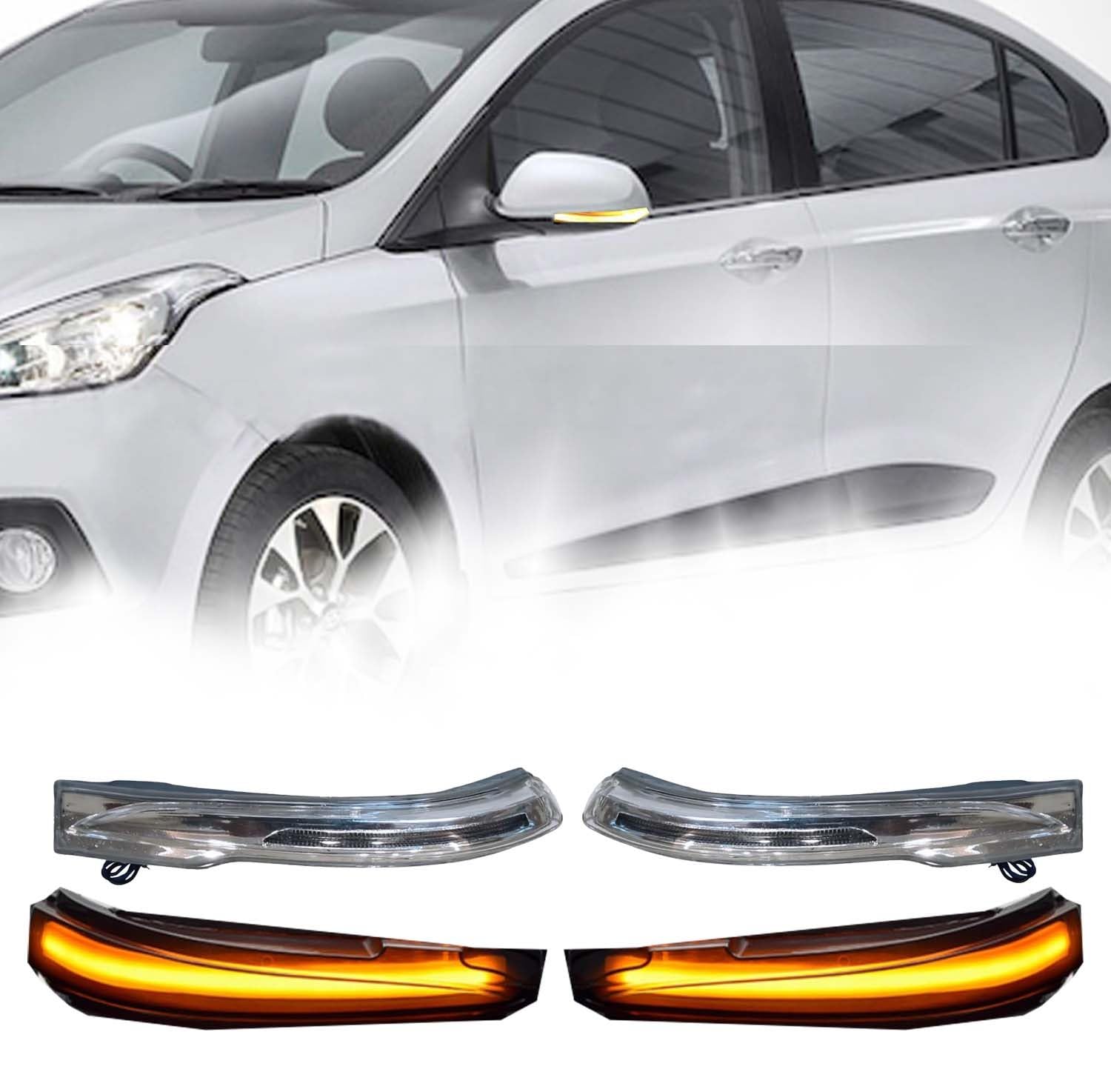 Led Side Mirror Turn Signal Light Indicator Sequential Blink Led Side Mirror Light Compatible with Hyundai Grande i10, Xccent, Aura,110 Nios mirror indicator lamp - Left Side-image-18