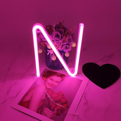 Miniatura 3 de Letrero de neón, letras de neón, letras del alfabeto de neón iluminadas, letras con luces LED, letras de marquesina iluminadas, batería, USB, rosa