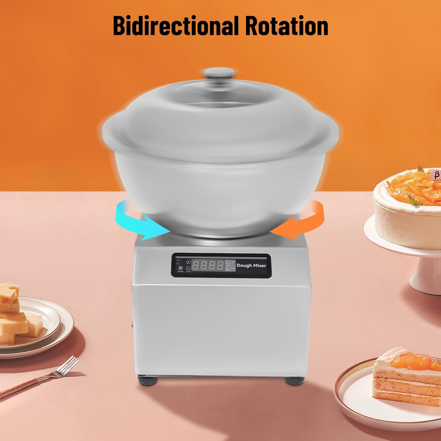8KG/17.64LBS Commercial Dough Mixer, 1500W 110V Electric Dough Maker, 1400R/min 201 Stainless Steel Free Standing Tabletop Dumpling Filling Mix Machine, For Restaurants, Bakeries, Breakfast Shops