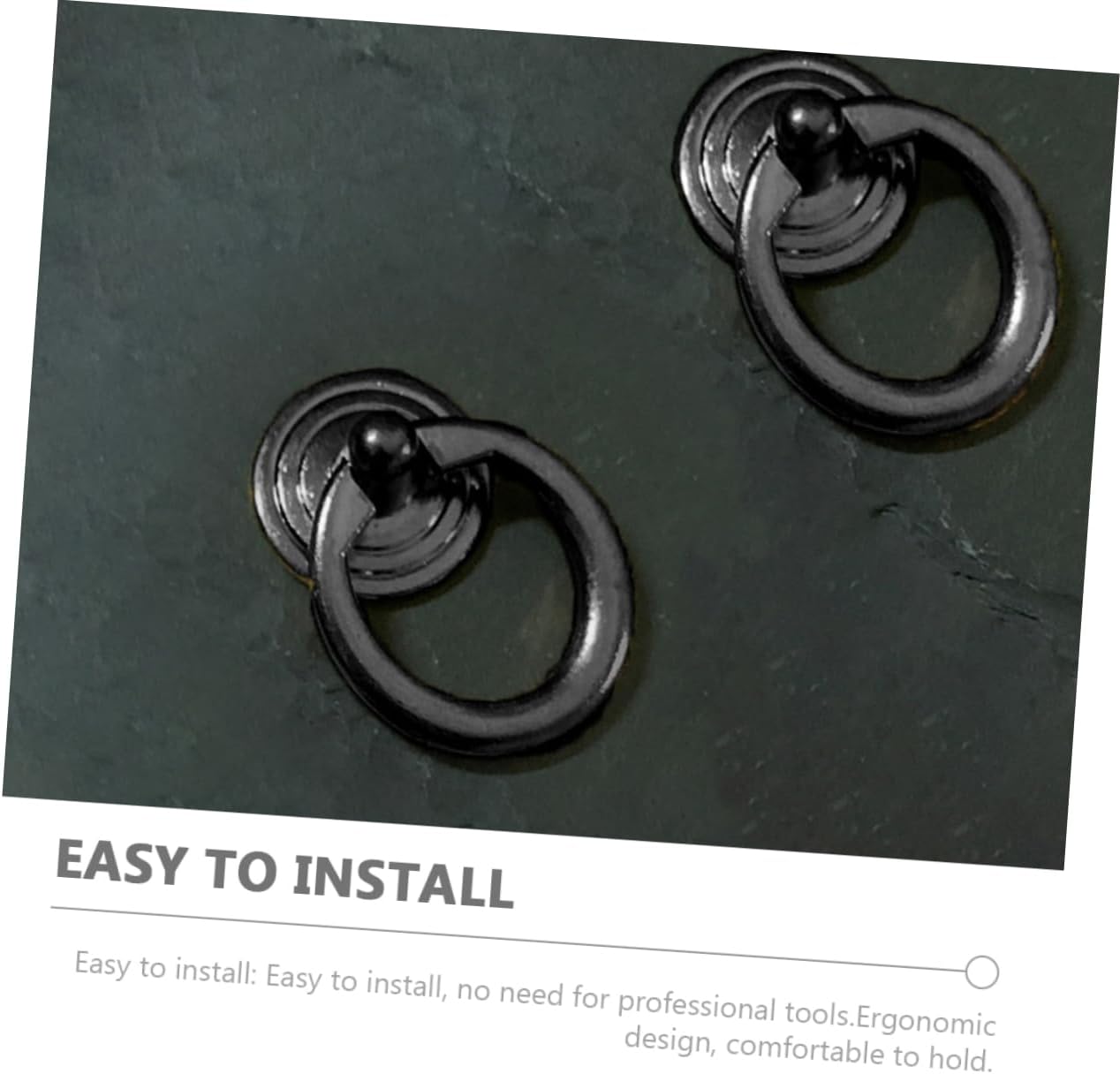 PRETYZOOM 10pcs Round Cabinet Pull Handles Black Metal Drawer Pull Rings Easy to Install Vintage DIY Craft Accessories for Kitchen Furniture