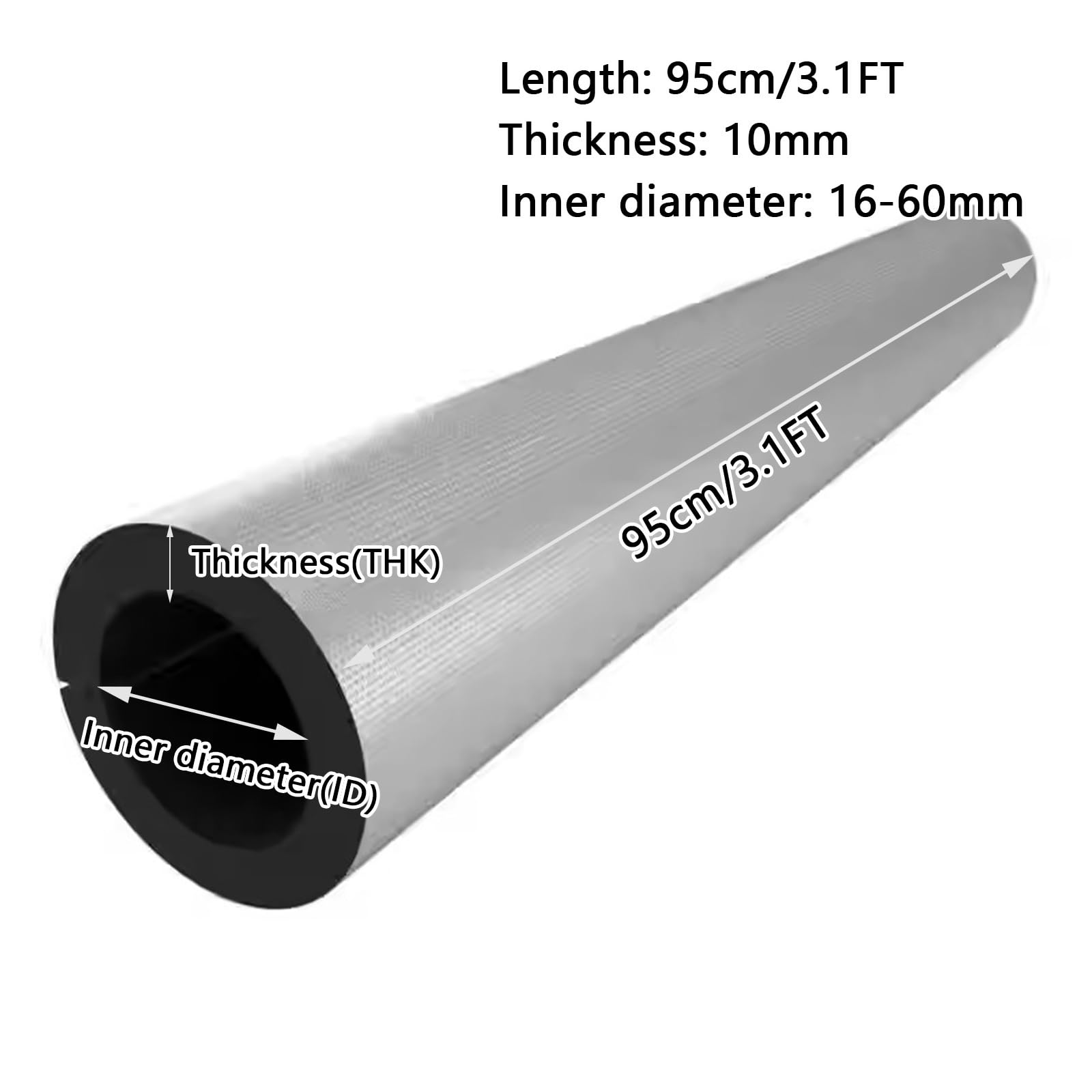 Aislamiento autoadhesivo for tuberías,Tubo Espuma Proteccion Pipe Insulation Foam,para exteriores, interiores y protección contra heladas,Agua Fría Caliente tuberías,95cm(22mmID)