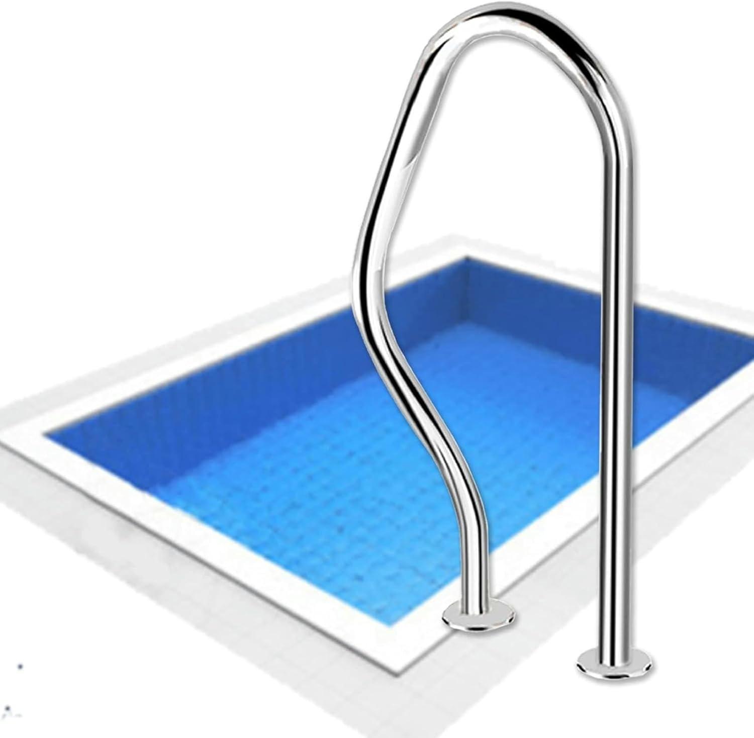 AMNOOL Pool Handrail Swimming Pool Hand Rail for In Ground Swimming Pools Stainless Steel Handrail，Swimming Pool Stair Railing Water Pool Step Grab Bars Easy Mount Guide Rail*1