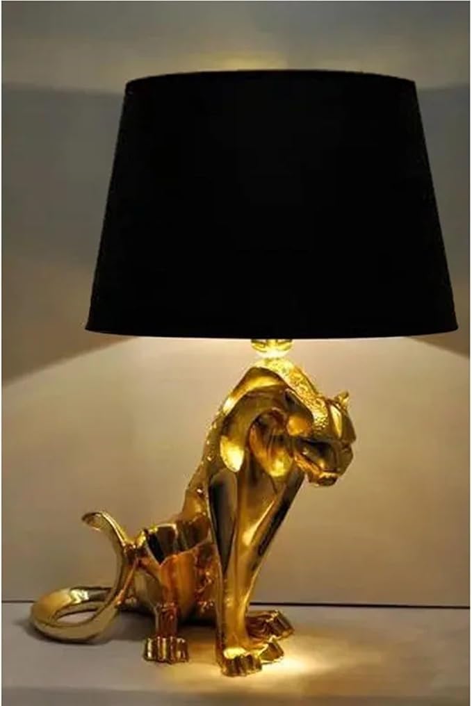 VJYVRXLB Moderne woonkamer gouden tafellamp, art deco, studie, hoteldecoratie, slaapkamer, bedlamp, lampen 1 stuk (kleur: zwart)