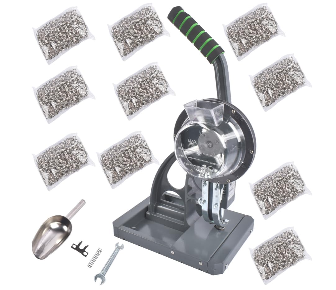 Semi-Automatic Grommet Machine, Heavy Duty Eyelet Grommet Machine Eyelet Feeding Punch Press Tool Kit with 10000pcs 3/8"(10MM) Grommets