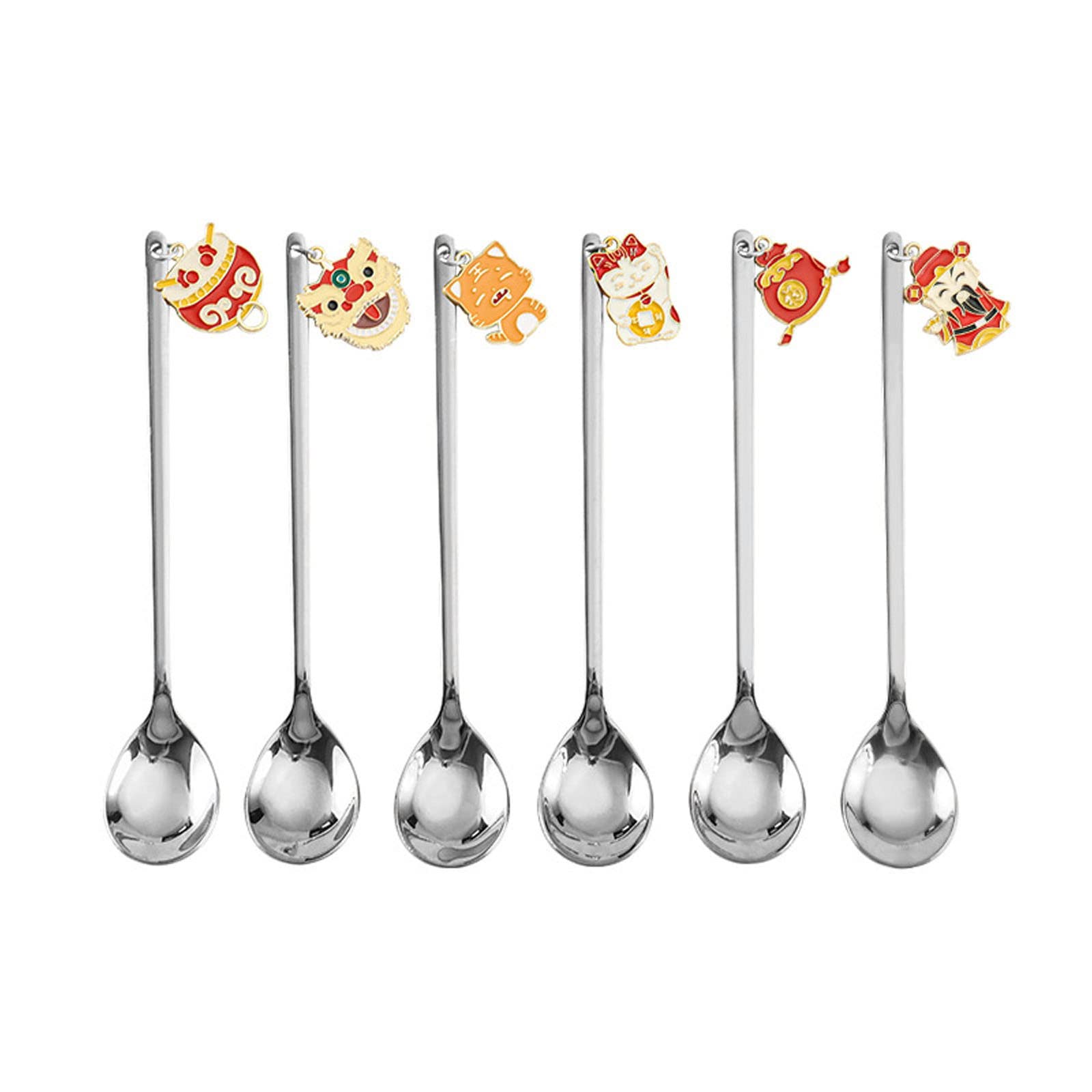 Kalttoy Stainless Steel Tableware Cute Flatwares Dessert Teaspoon Fork/Spoons Stirring Spoon/Fruit Forks 2 Colors to Choose Fruit Forks Set