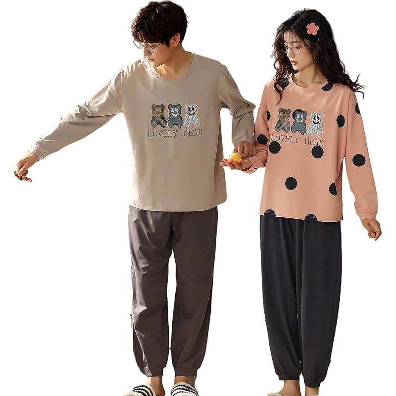 服 ファッション小物 22年春夏 ジュタオピン ペアパジャマ 長袖 パジャマ メンズ おしゃれ パジャマ ペア 春夏 ペアルック パジャマ カップル パジャマ 秋 レディース ルームウェア 冬 おそろいパジャマ カップル ペアパジャマカップル2着セット 可愛い 水玉