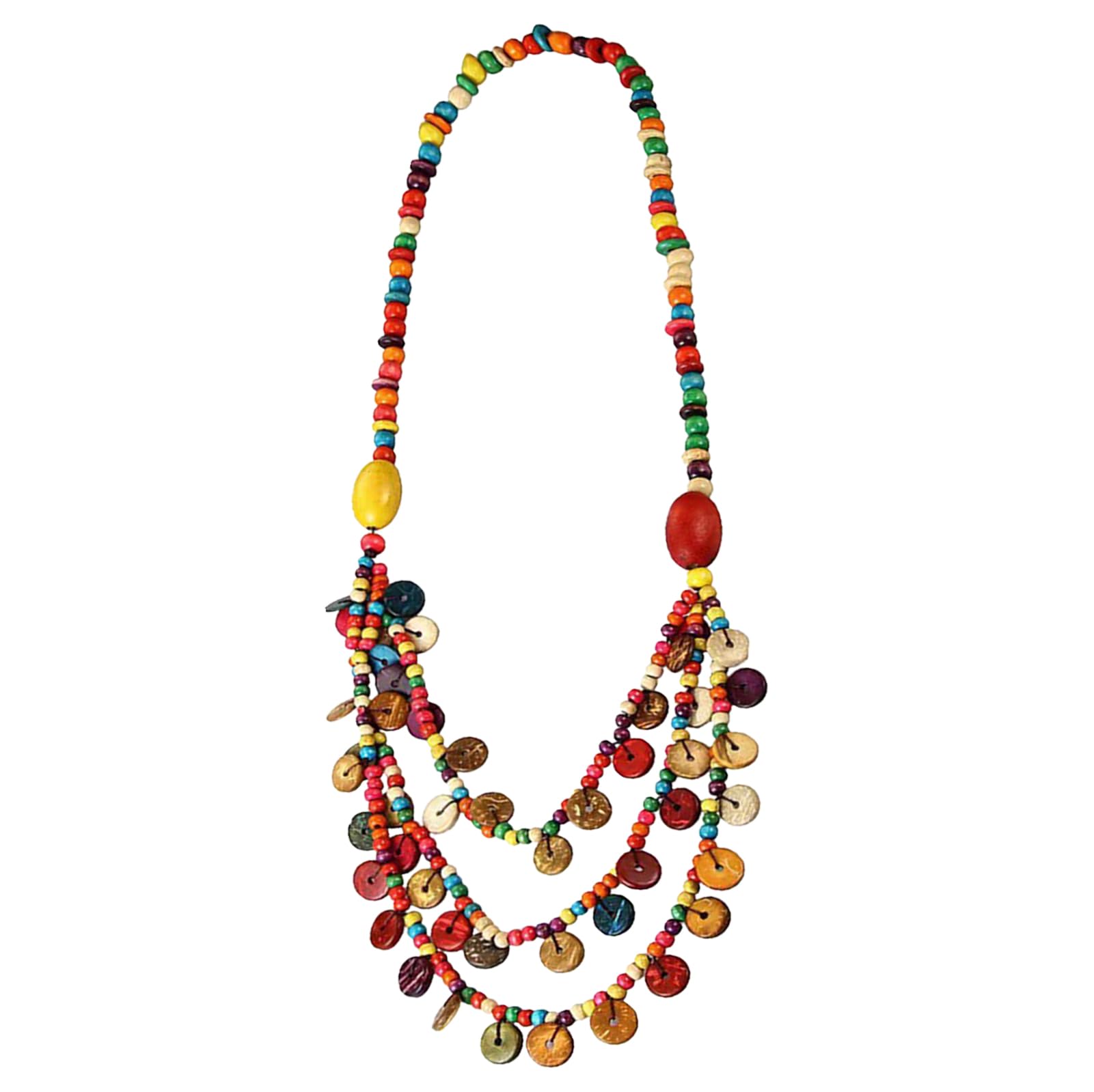 Collana Multistrato Fatta A Mano Con Perline In Legno In Stile Bohemien