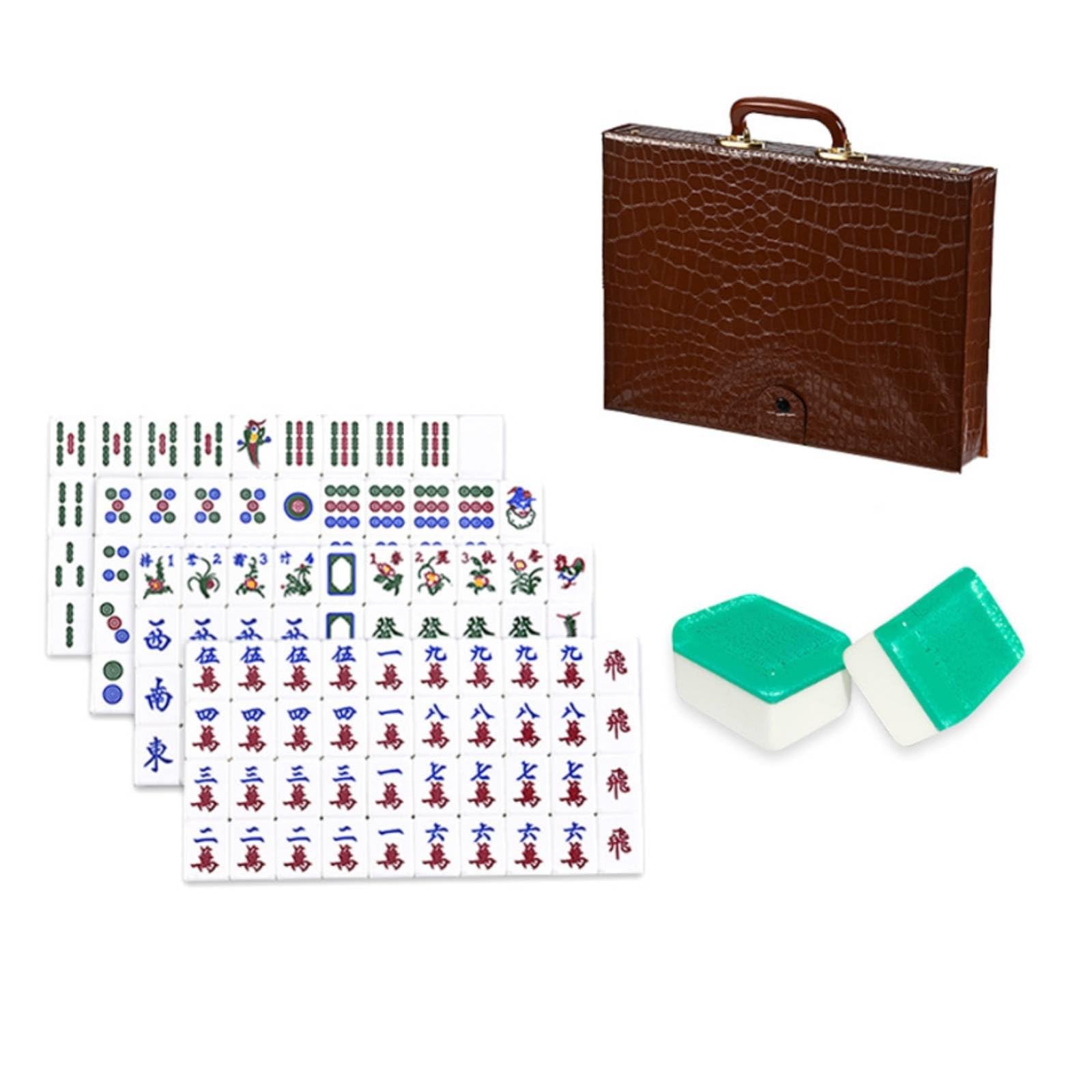Harilla Acryl Mahjong Komplettset mit 160 Steinen Deutlicher Gravur Stabilem Und Druckfestem Material Luxuriösem Lederetui für Gesellschaftsspiel Private Feiern Moderne Spieleabende, Grün