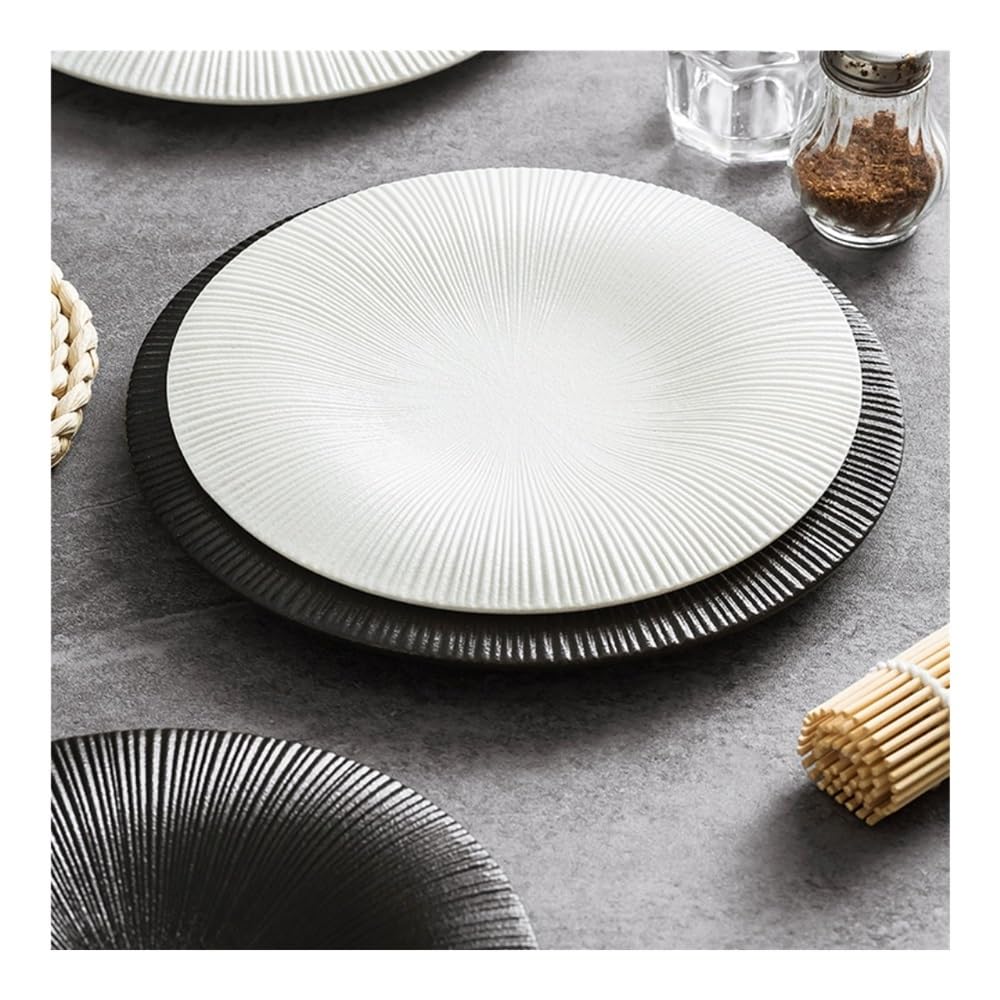 Ceramiczne talerze obiadowe, płaskie, okrągłe, płytkie talerze do serwowania, idealne do steków i dań głównych, 18 cm