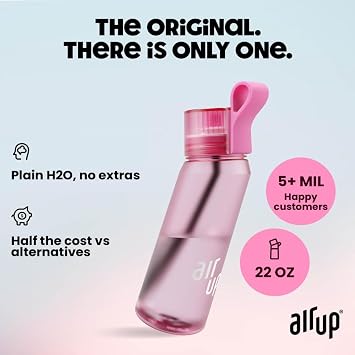 air up water bottle (22 oz) for school, sports, gym | includes 5 scent pods & straw | flavored bottle in hot pink – also for kids, boys, girls | no calories, sugar-free and suitable for carbonation