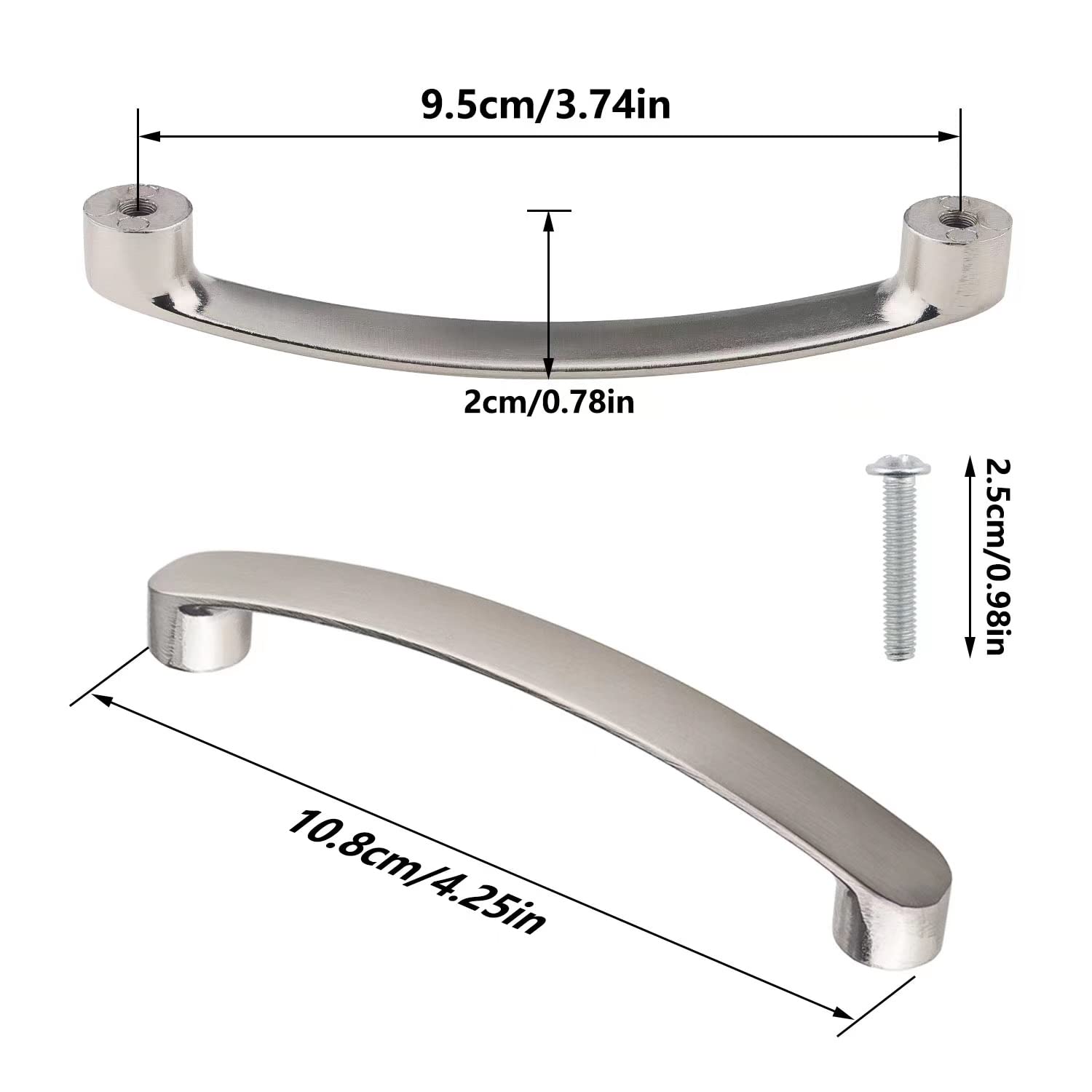 Unvtap 8 Pack Silver Cupboard Handles, Kitchen Door Handles 96mm Hole Centre with Screws, Drawer Handles, Wardrobe - Image 2