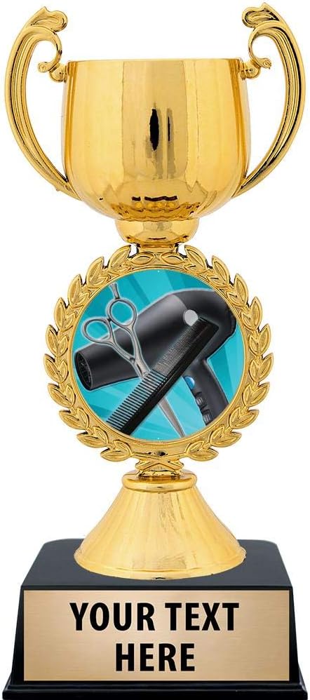 Crown Awards Personalized Hairdresser Trophy, 7.25" Gold Cup Hairdresser Trophies with Free Custom Engraving
