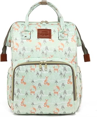 The New Multi-Function Diaper Bag for Baby Care Nappy Bags Handbags Travel Backpack Large Capacity Fox Print Light Blue
