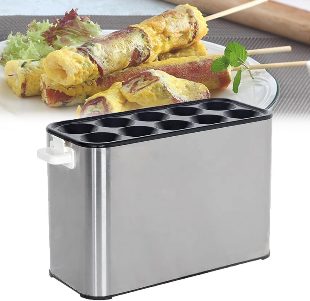 10-Tube Fully Automatic Electric Egg Roll Maker, Multifunctional Egg Sausage & Hot Dog Roll Machine for Omelette & Egg Burger