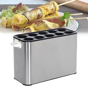 Electric Egg Roll Maker, Breakfast Egg Roll Machine, 10 Tube Fully Automatic Electric Egg Roll Maker, Non Stick and Heating Evenly, for Commercial, Snack Cart, Breakfast