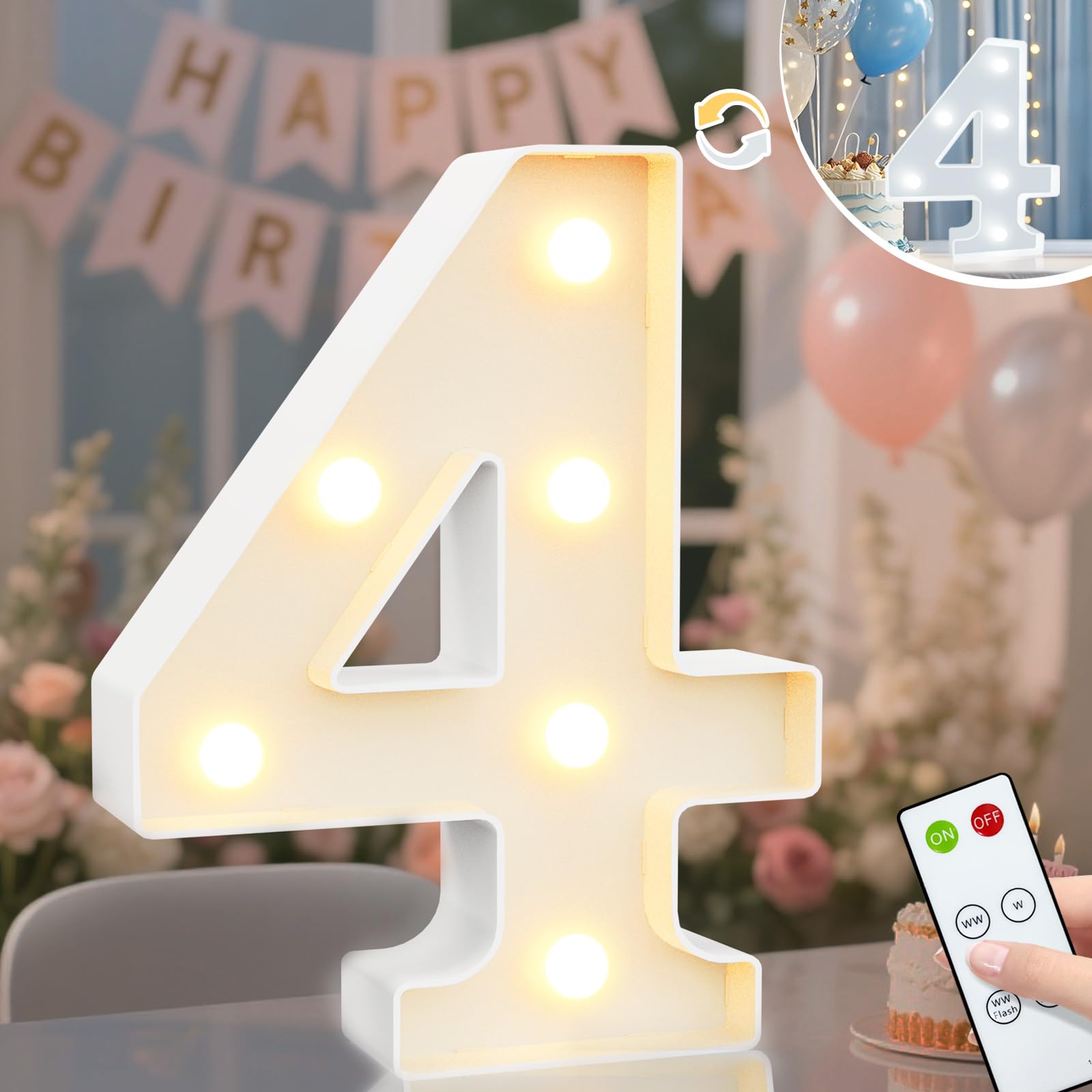 8.8" Decorative LED Light Up Numbers, Marquee Numbers Lights for 7th Birthday Decorations, Lighted Number Sign for Birthday Party Night Lights Wedding Anniversary Home Wall Decor, White Number 7 — view 74